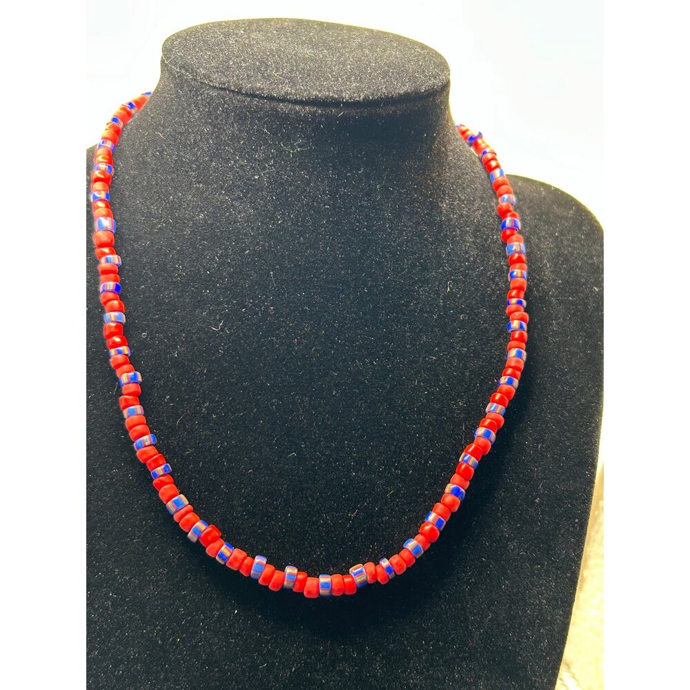 Vintage Native American Lapis Lazul Shell Necklace Southwest Sterling